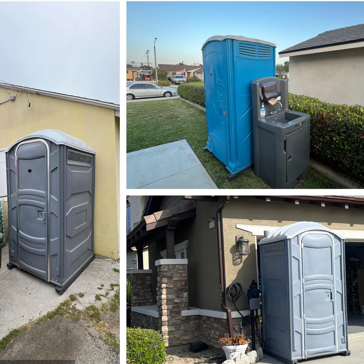 Standard units placed beside homes and driveways